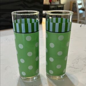Green Polka Dot Glass Tumblers